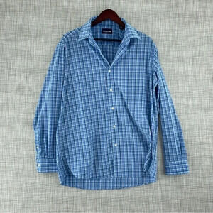 Lands End Mens Size L long sleeve button down lycra poly travelers shirt 1445